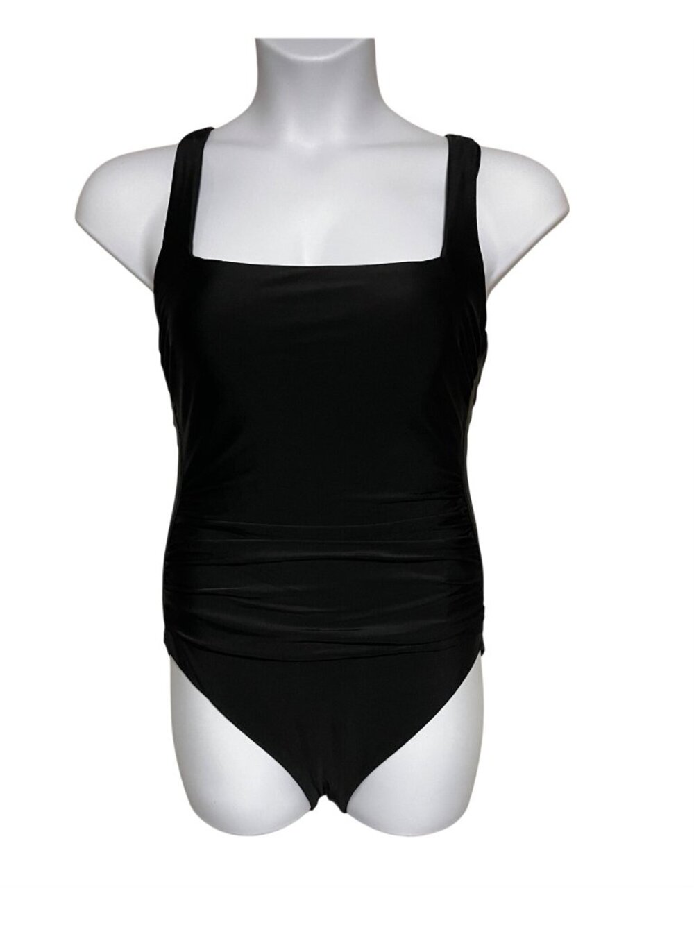 Shade & Shore Womens Black One-Piece Swimsuit Adjustable Straps Ruched L 12-14